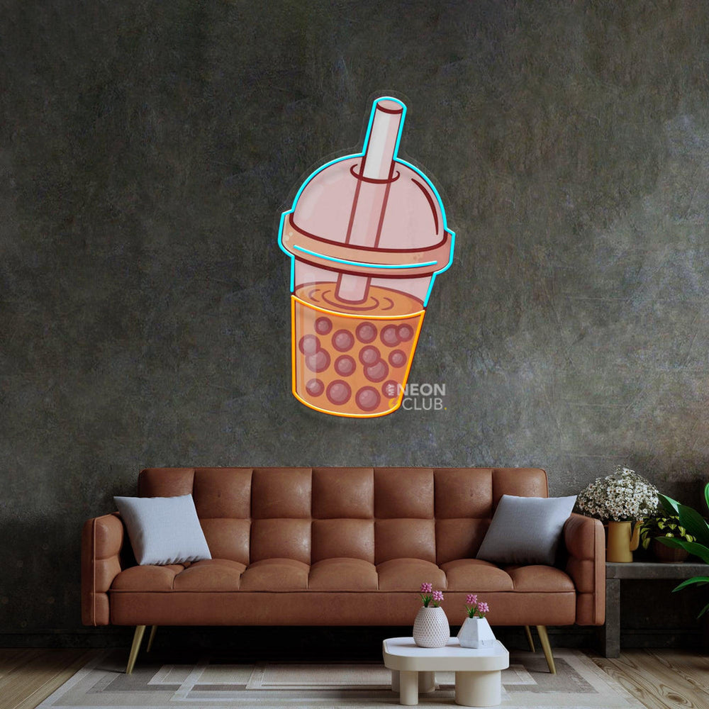 Orange Milktea Neon Pop Art Néon Personnalisé | Enseigne LED Au Maroc – MyNeonClub