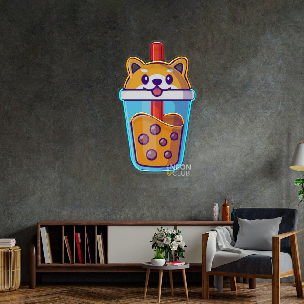 Boba Milktea Dog Neon Pop Art Néon Personnalisé | Enseigne LED Au Maroc – MyNeonClub