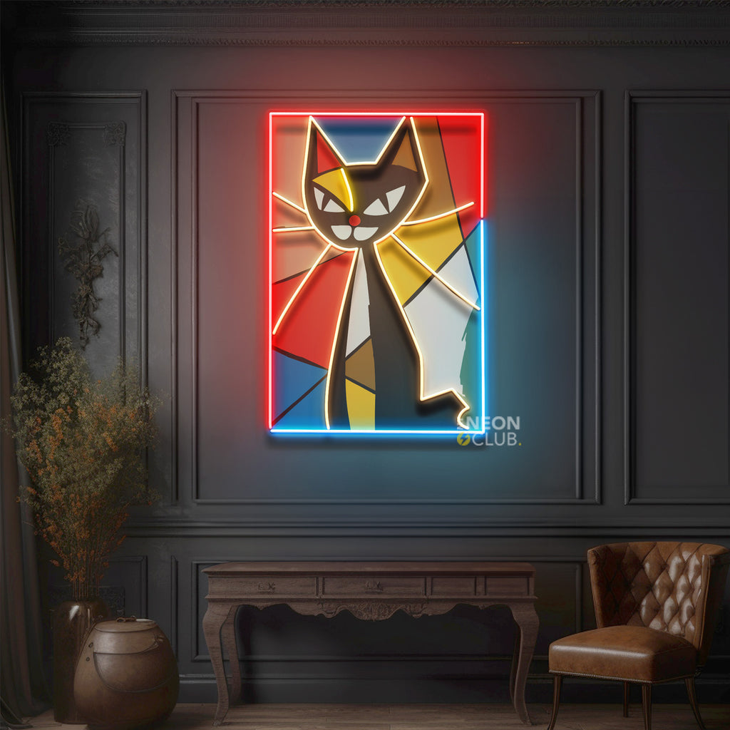 Colorful Cat Painting Neon Pop Art Néon Personnalisé | Enseigne LED Au Maroc – MyNeonClub