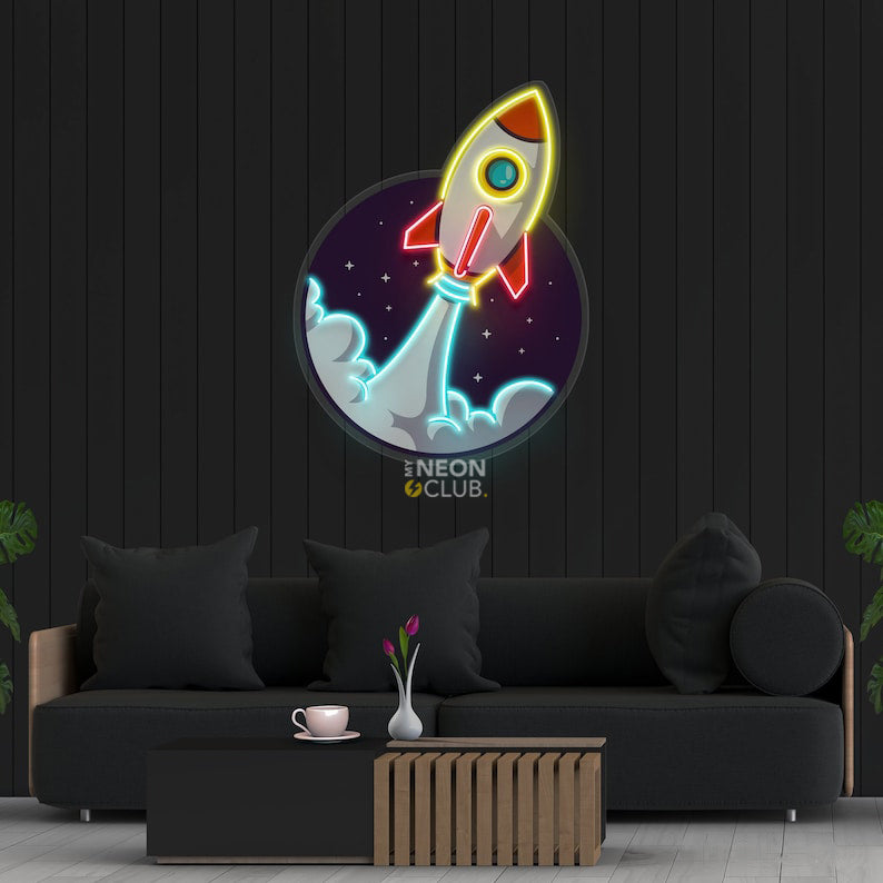 Rocket Neon Pop Art Néon Personnalisé | Enseigne LED Au Maroc – MyNeonClub