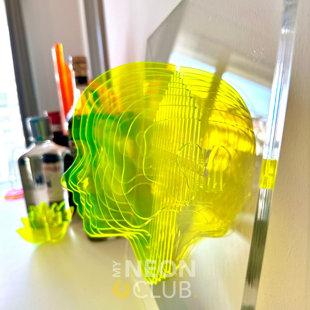 Sculpture en Acrylique Néon - Pièce d'art silhouette humaine