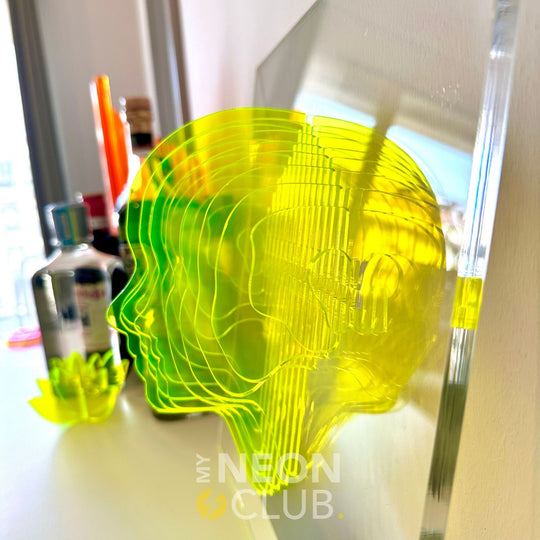Sculpture en Acrylique Néon - Pièce d'art silhouette humaine