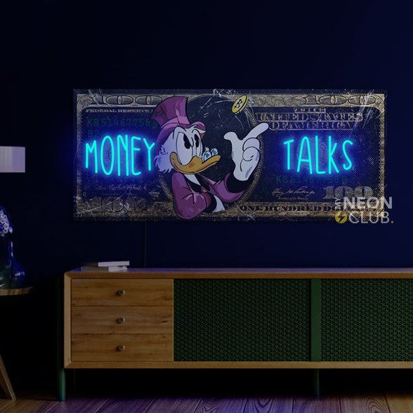 Money talks On Dollar Neon Pop Art