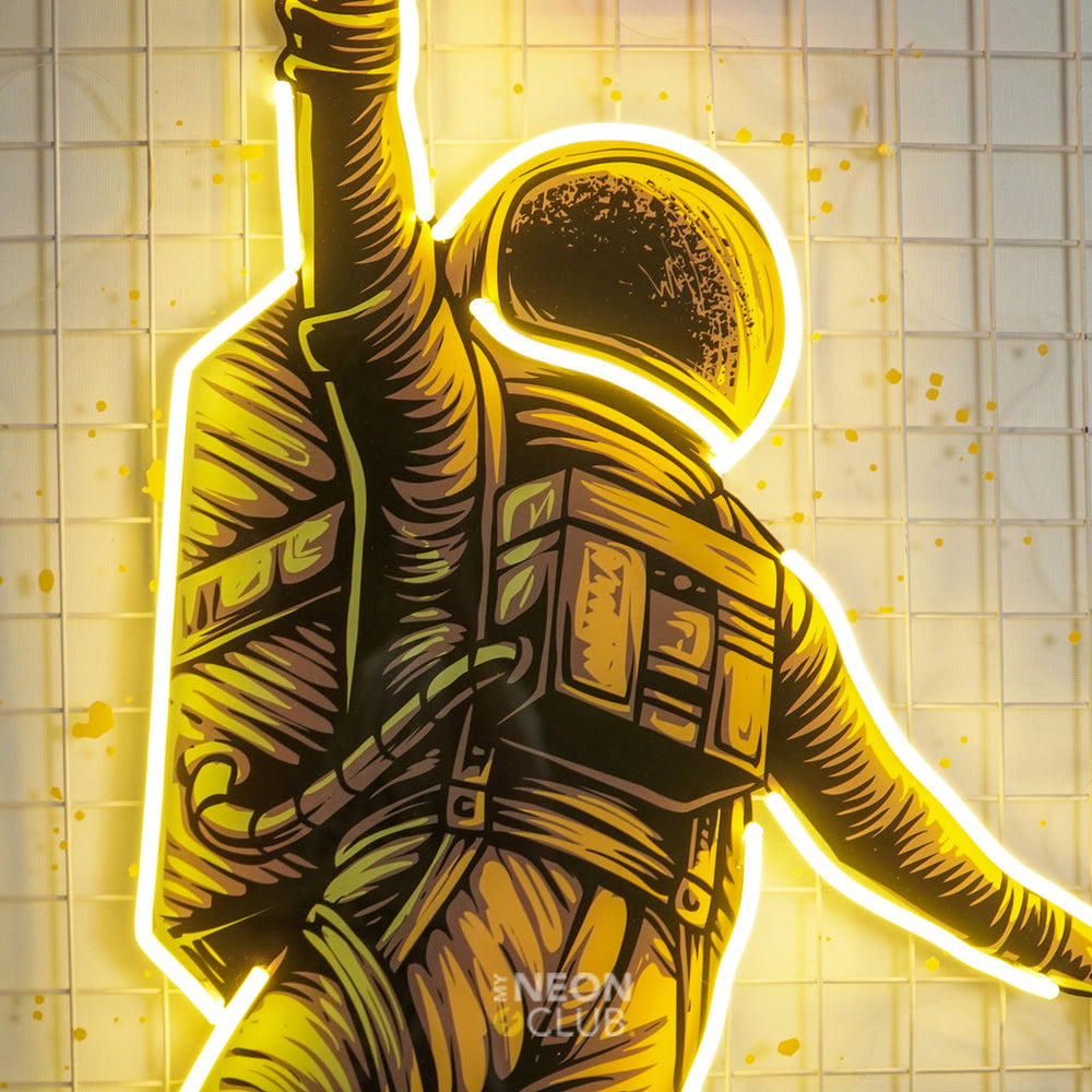 Basketball Shot Astronaut Neon Pop Art