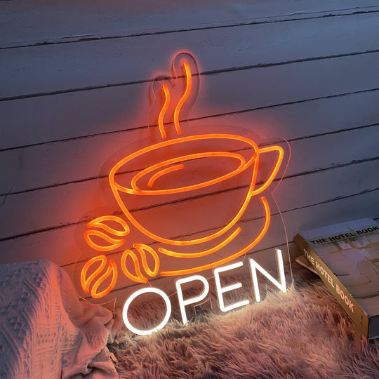 Coffee Cup Open Neon